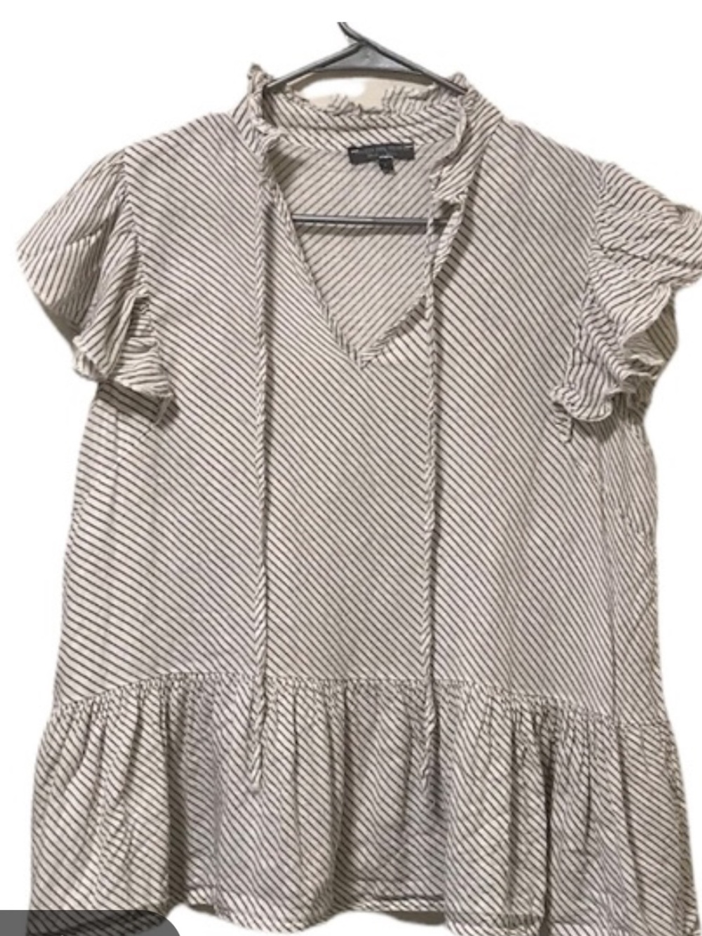 Piazza Del Tempio Striped Ruffle Linen Peplum Blouse - Size Small